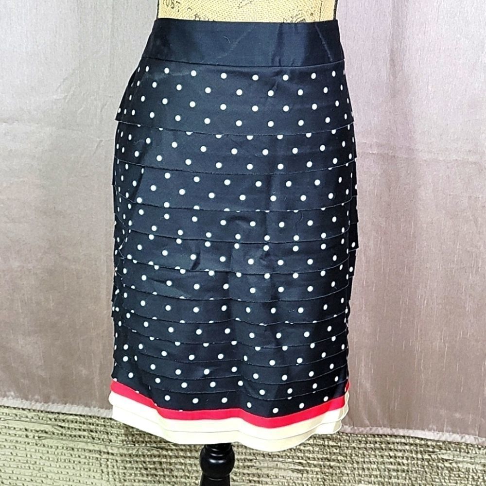 WHITE HOUSE BLACK MARKET Polka Dot Layered Skirt Size 14